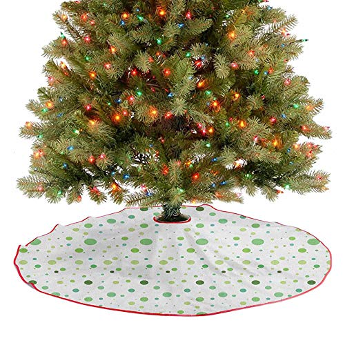 Falda de árbol con lunares redondos en tonos verdes y azules, imagen geométrica retro, decoraciones de fiesta de Navidad, impresionante y elegante helecho, verde pistacho y menta 91,4 cm