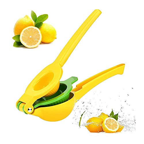 Feliciay Exprimidor manual de cítricos de metal limón exprimidor de limón lima de mano de cóctel de fruta con 2 en 1 doble capa amarillo profesional herramienta de cocina de mano