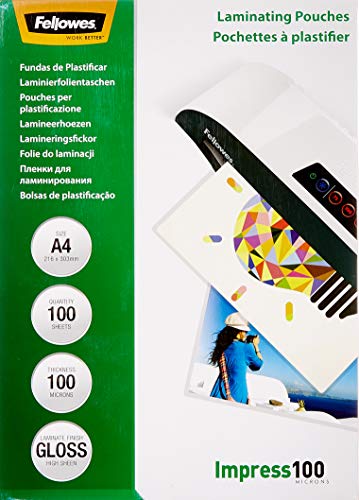 Fellowes 53511 - Pack de 100 fundas para plastificar, formato A4 (216 x 303 mm)