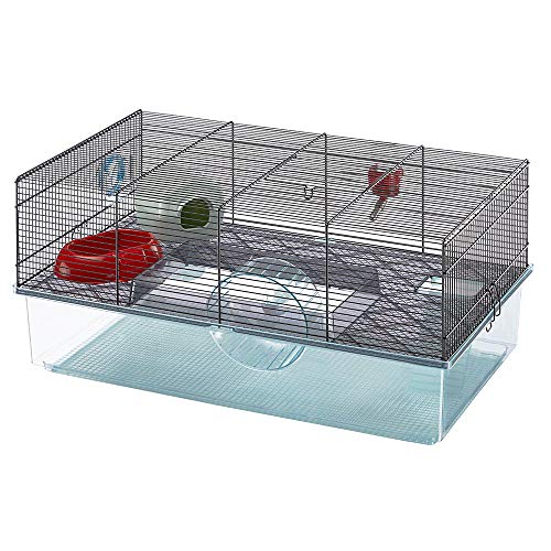 Feplast Jaula para hámsteres FAVOLA, para pequeños roedores, Plástico Robusto y Metal, Dos Pisos, Accesorios incluidos 60 x 36,5 x h 30 cm Negro Feplast Jaula para hámsteres FAVOLA, para pequeños roedores, Plástico Robusto y Metal, Dos Pisos, Accesorios incluidos 60 x 36,5 x h 30 cm Negro