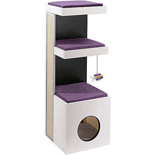 Feplast Mueble de Madera para Gatos Tiger, con Casita y Área Rascadora de Sisal, 40 x 40 x 115 Cm Feplast Mueble de Madera para Gatos Tiger, con Casita y Área Rascadora de Sisal, 40 x 40 x 115 Cm
