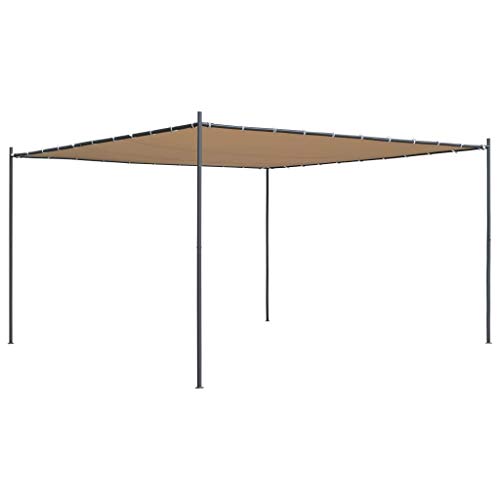 Festnight Cenador de Jardín Pergolas para Jardin con Tejado Plano, Impermeable y Resistente a los Rayos UV 4x4x2,4 m Beige