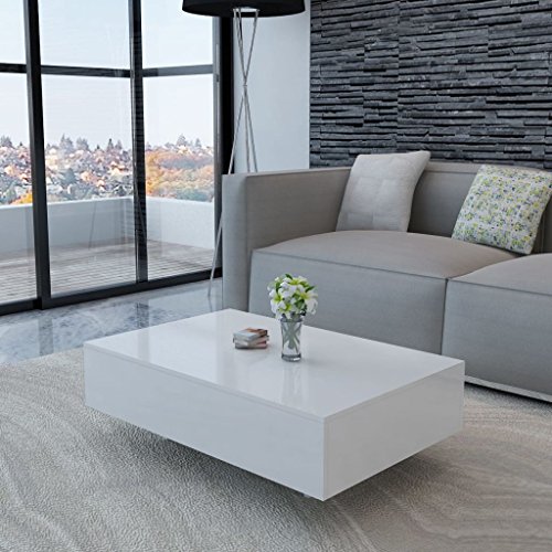 Festnight Mesa de Centro Moderno y Elegante Mesa Auxiliar de Salon Blanca Hecha de MDF 85 x 55 x 31 cm Festnight Mesa de Centro Moderno y Elegante Mesa Auxiliar de Salon Blanca Hecha de MDF 85 x 55 x 31 cm