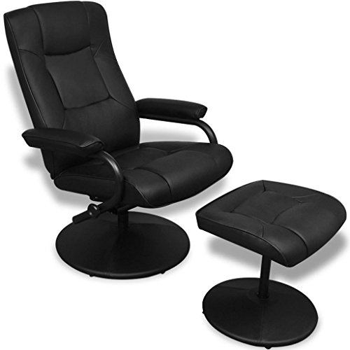 Festnight Sillón con Taburete,Sillón para TV con Reposapiés,Cuero Artificial,Estructura de Madera y Hierro Pintado,Negro Festnight Sillón con Taburete,Sillón para TV con Reposapiés,Cuero Artificial,Estructura de Madera y Hierro Pintado,Negro