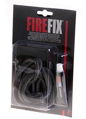 FIREFIX R100/R 2043 - Cordón de cerámica redondo (diámetro 8 mm, 2 m, incluye pegamento termocoll resistente al calor), color gris