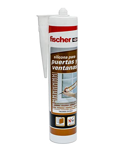 fischer – Silicona Puertas y Ventanas Trans (tubo de 300 ml) para pegado y sellado de ventanas y puertas al exterior, juntas de carpintería, gran adherencia, sin necesidad de imprimación