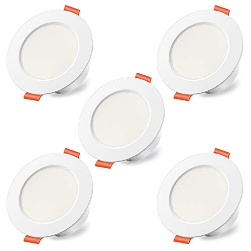 Foco empotrable led techo, 7W (equivalente 60W) Downlight redondo, Blanco Cálido 2700K, 700 lumens IP44 (Pack de 5) Foco empotrable led techo, 7W (equivalente 60W) Downlight redondo, Blanco Cálido 2700K, 700 lumens IP44 (Pack de 5)