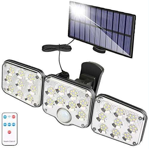 Foco Solar Exterior con Sensor de Movimiento, Lampara Solar Exterior con 130 LED, Luces de Seguridad Solar 1300 LM, Luz Solar Exterior para Jardín, Patio, Garaje, Entrada, IP65 Impermeable Foco Solar Exterior con Sensor de Movimiento, Lampara Solar Exterior con 130 LED, Luces de Seguridad Solar 1300 LM, Luz Solar Exterior para Jardín, Patio, Garaje, Entrada, IP65 Impermeable