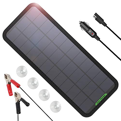 GIARIDE Cargador Solar Sunpower Panel Módulo Solar de 12V Baterías Cargador de Coche Portátil Fotovoltaico para Coches, Caravana, Moto, Bote, Barco (7.5W)