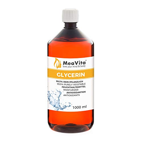 Glicerina MeaVita 99,5%, perfecta para la desinfección del bricolaje, puramente vegetal, 1 paquete (1x 1000ml)