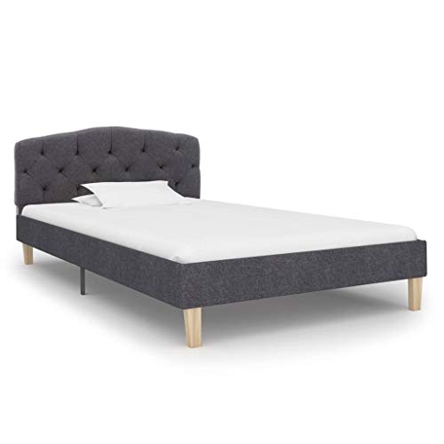 Goliraya Estructura Cama Individual Moderna de Tela Gris Oscuro con Red en Madera,Somier Individual Tela 90x200 cm,Cama con Red,Cama Tela,Cama Individual 90x200 cm Goliraya Estructura Cama Individual Moderna de Tela Gris Oscuro con Red en Madera,Somier Individual Tela 90x200 cm,Cama con Red,Cama Tela,Cama Individual 90x200 cm
