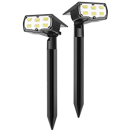 GOLUMUP 36 LED Luces Solares para Exterior Jardin Focos Solares Exterior Impermeable IP67 Lámparas Solares para Jardín, Patio, Calzada, Piscina y Camping - Blanco Frío (2 Piezas)