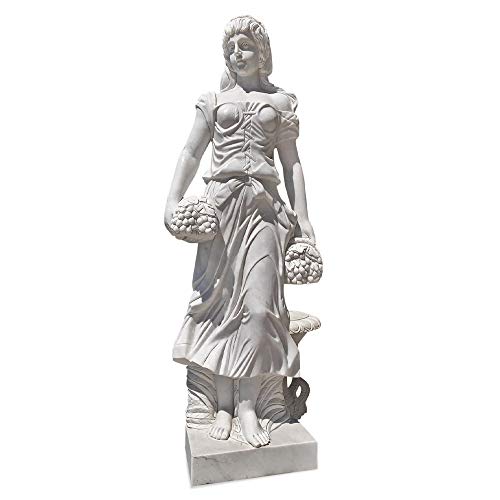Gran escultura clásica de jardín para otoño, de mármol Carrara Italian Classic Marble, estatua Autumn de 160 cm de altura