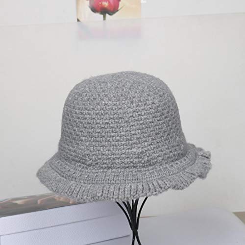 Greneric Sombrero de mujer para otoño/invierno, dulce y pequeño a lo largo de la oreja, de madera, de lana, tejido a mano, para lavabo, M (56-58 cm), color gris claro