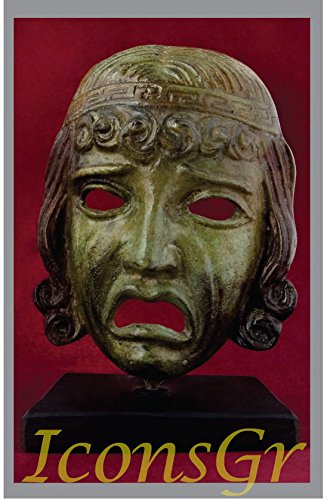 Griego antiguo Bronce Museo Estatua réplica de teatro máscara de tragedia (1411)