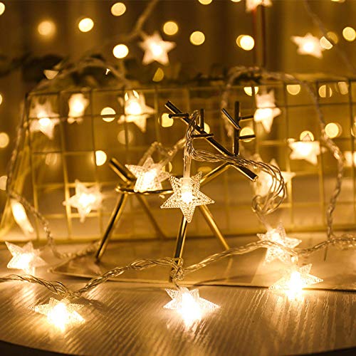 Guirnalda de Luces,Star Luces de Hadas Estrella de la Noche Luz de la Secuencia 6M 40Pcs LED Estrellas de Luces Brillante Decoración Luz Blanco Cálido Guirnalda de Luces,Star Luces de Hadas Estrella de la Noche Luz de la Secuencia 6M 40Pcs LED Estrellas de Luces Brillante Decoración Luz Blanco Cálido