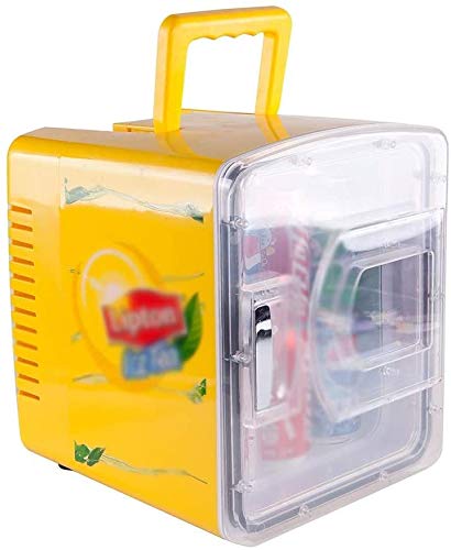 GWFVA Car Refrigerator, 8l Mini Fridge Electric Cooler and Warmer,Portable AC + DC Power Supply For Office Picnic Trips,Beverage Cosmetics Refrigerated Box (Color : Yellow, Size : Dual Core)