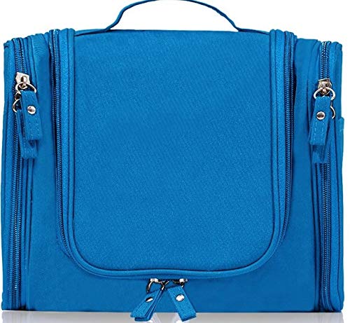 Hanging Travel Toiletry Bag, Cosmetic Kit Bags, Waterproof Shower Organizer, Large Makeup Storage Bag, Family Grooming Kit, Travel Bath Pouch Bag with Hanging Hook for Men/Women Gift Item (Blue)