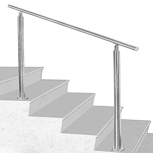Hengda Pasamanos escalera acero inox 160 * 4.2 * 106.5cm,0 barras,barandilla con kit de instalación,para interiores y exteriores, escaleras, balcón, balaustrada