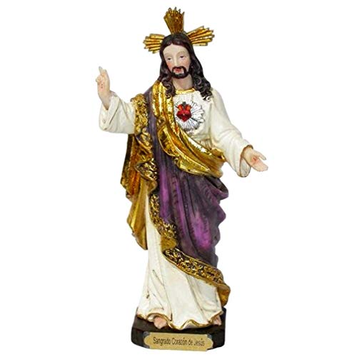 Heraldys.- Figura Sagrado Corazón de Jesús 15 cms. en Resina, Pintada a Mano. De Regalo Medalla y Estampa