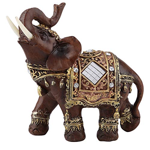 Hilitand Lucky Riqueza Estatua de Elefante Escultura Feng Shui Grano de Madera 3 Estatuilla Decoración de Escritorio En Casa Regalo(L)