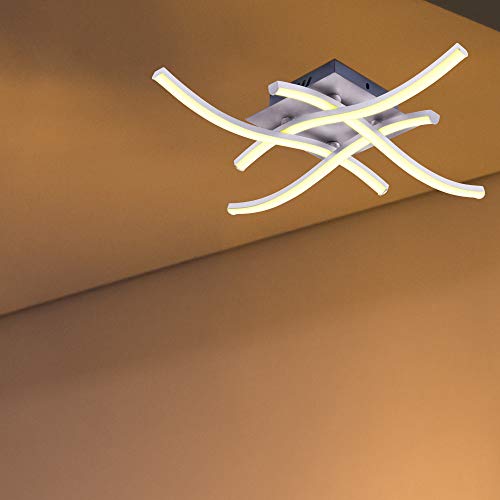 HITECHLIFE Lámpara de techo LED, elegante lámpara de techo LED de diseño curvo, paneles LED incorporados de 3/4,28W 1400 lúmenes, lámpara de araña Lámpara de techo LED de diseño curvo para dormitorio