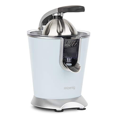 H.Koenig AGR86 Exprimidor Eléctrico para Zumos de Cítricos y Naranjas, Con Brazo Articulado Profesional, 160 W, Libre de BPA, Sistema Antigoteo, Silencioso, Acero Inoxidable Acabado Azul Cielo Mate H.Koenig AGR86 Exprimidor Eléctrico para Zumos de Cítricos y Naranjas, Con Brazo Articulado Profesional, 160 W, Libre de BPA, Sistema Antigoteo, Silencioso, Acero Inoxidable Acabado Azul Cielo Mate