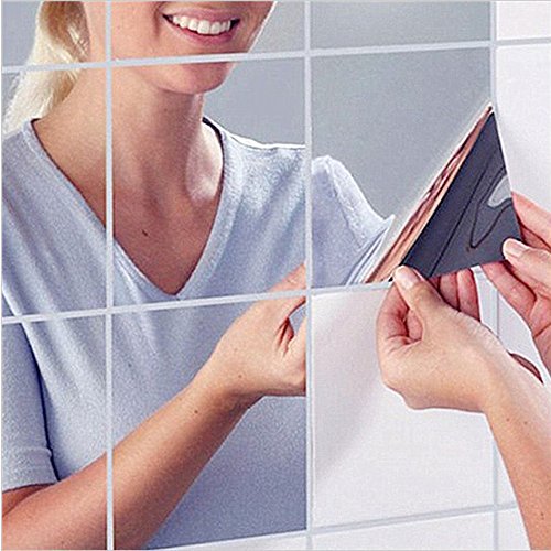 HKTOPONE 9 UNIDS Cuadrados de Azulejo Espejo Pegatinas de Pared 14.8 cm x 14.8 cm 3D Decal Mosaico Home Room DIY Decoración para Sala de Estar, Dormitorio, baño HKTOPONE 9 UNIDS Cuadrados de Azulejo Espejo Pegatinas de Pared 14.8 cm x 14.8 cm 3D Decal Mosaico Home Room DIY Decoración para Sala de Estar, Dormitorio, baño