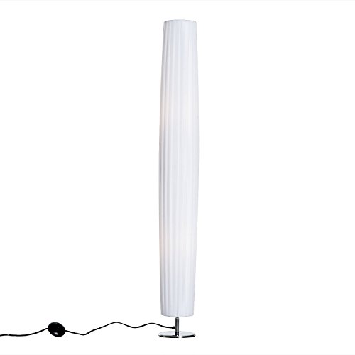 HOMCOM Lámpara de Pie Moderna con 2 Luces E26 40W y Pulsador de Pie con Base de Acero Inoxidable 120cm Color Blanco