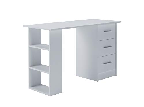 Home Heavenly® - Mesa Escritorio DESKI Estilo Minimalista, Robusto y Espacioso, con 3 cajones y 3 estantes, Gran Capacidad de almacenaje, fabricación Europea, 120 X 72 X 49 cm de Fondo (Blanco) Home Heavenly® - Mesa Escritorio DESKI Estilo Minimalista, Robusto y Espacioso, con 3 cajones y 3 estantes, Gran Capacidad de almacenaje, fabricación Europea, 120 X 72 X 49 cm de Fondo (Blanco)