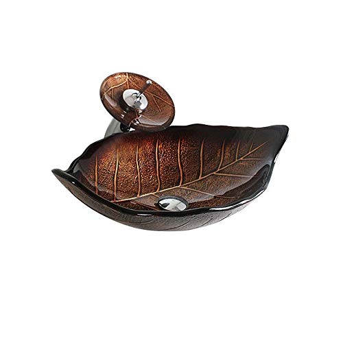 HomeLava Juego de grifo de vidrio templado y grifo de vidrio templado con anillo de montaje de drenaje de agua de grifo de cascada HomeLava Juego de grifo de vidrio templado y grifo de vidrio templado con anillo de montaje de drenaje de agua de grifo de cascada