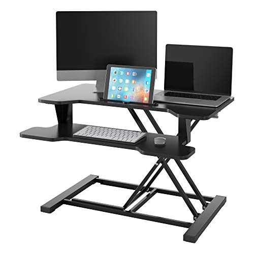 Homfa Estación de Trabajo Escritorio de Pie o Sentado Mesa Plegable Portatil con Altura Ajustable Soporte para Laptop para Oficina Negro 81.5x44.5X(13.5-52) cm