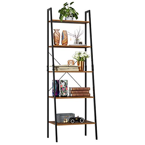 Homfa Estantería Escalera Librería de Pared Estantería Metálica para Salón Terraza Dormitorio con 5 Niveles Vintage y Negro 56x38.5x171cm Homfa Estantería Escalera Librería de Pared Estantería Metálica para Salón Terraza Dormitorio con 5 Niveles Vintage y Negro 56x38.5x171cm