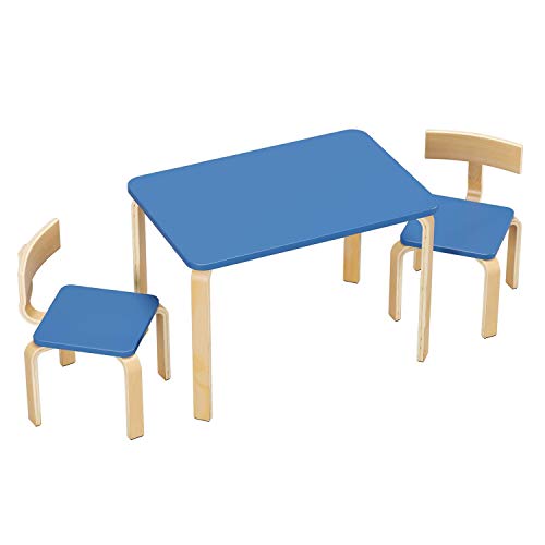 Homfa Juego de Mesa y 2 Sillas Infantiles Mueble Infantil Mesa y Sillas para Niños para Dormitoro Habitación Infantil Azul