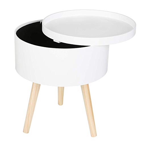Homfa Mesita Auxiliar Redonda Mesa de Sofá Mesa de Café con Bandeja Extraible y Espacio de Almacenaje para Salón Dormitorio Oficina Madera Blanco 38x38x46cm Homfa Mesita Auxiliar Redonda Mesa de Sofá Mesa de Café con Bandeja Extraible y Espacio de Almacenaje para Salón Dormitorio Oficina Madera Blanco 38x38x46cm