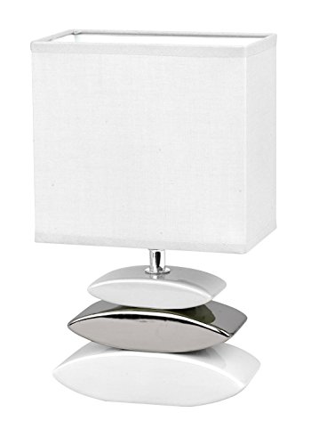 Honsel 53581 - Lámpara de mesa, color blanco y pleatedo, cristal