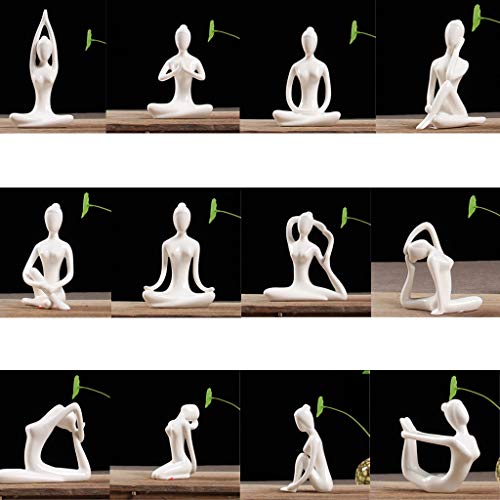 HUIJUNWENTI Set 12pcs Yoga Postura Figurita de sobremesa del Ornamento de la Estatua por Home Office Decor