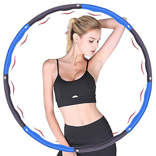 Hula Hoop Fitness, diseño ondulado de espuma, neumático de gimnasio desmontable de 8 secciones para uso para bajar de peso y masajes, fitness profesional para adultos Hula Hoop 1,2 kg (azul + gris)