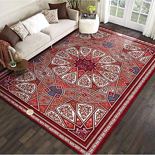HXJHWB Alfombra Varias Dimensiones - Sofá, Mesa de Centro, patrón Exquisito, Alfombra, Borde Rojo de Terciopelo Corto, Antideslizante-El 160CMx230CM HXJHWB Alfombra Varias Dimensiones - Sofá, Mesa de Centro, patrón Exquisito, Alfombra, Borde Rojo de Terciopelo Corto, Antideslizante-El 160CMx230CM