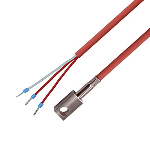 iOVEO PT100 - Sensor de superficie de 3 conductores (bloque de acero inoxidable de 4 cantos, sonda de temperatura, cable de silicona hasta 200 C), 2 metros