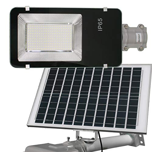 Jandei - Farola LED 200W Solar Exterior IP65 Panel Orientable 25W 200 LEDS 3000 Lúmenes 6000K Blanco Frío Batería Ion-Litio