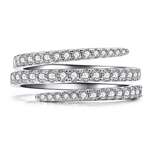 Janly - Anillo de plata para mujer, diseño de diamante de novia, elegante, anillo de compromiso, anillo de boda, tamaño 5-10, día de San Valentín