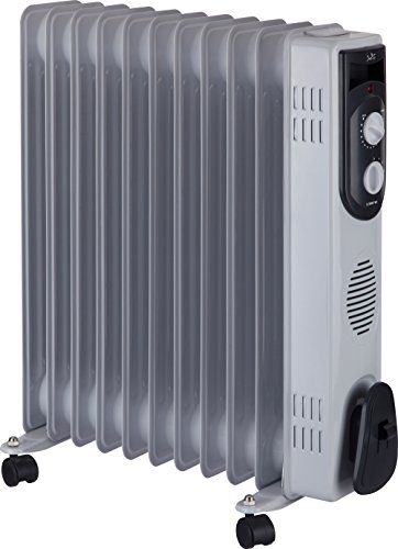 Jata R111 Radiador de aceite con 11 elementos caloríficos, 2500 W, Acero Inoxidable, Blanco