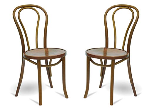 Juego de 2 sillas de comedor de madera maciza, silla de cocina, silla de madera de calidad gastronómica (marrón rústico) Fameg fabricada en Europa.