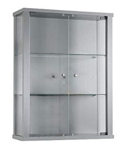 K-Möbel Vitrina en Plateado con 2 estantes de Vidrio Regulables en Altura con Las Dimensiones externas 80x60x25 cm.