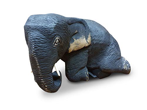 Kinaree - Figura de elefante de madera de teca, 10,5 cm, hecha a mano en Tailandia