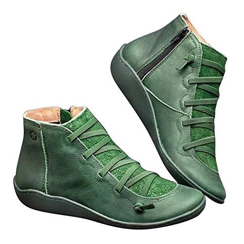 KIOPS Botines Ancho Especial Mujer, Zapatos Mujer con Cremallera Lateral, Botines de Invierno Mujer 2019, Precios directos de fábrica (EU 36, Verde)