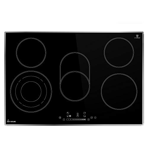 KKT KOLBE Encimera vitrocerámica 77cm / Placa de cocina/autosuficiente / 8,6kW / 15 escalones / 5 zonas/marco de diseño/triple zona/táctil/zona de tostado/temporizador automático / KF7705ED