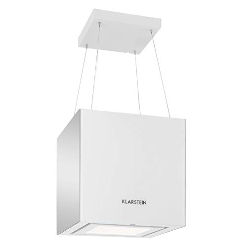 Klarstein Kronleuchter - Campana extractora en isla, Flujo aire hasta 600 m³/h, Iluminación LED, Eficiencia energética Clase A, 3 niveles, Filtro grasa, Control táctil, 45 x 45 x 45 cm, Blanco humo Klarstein Kronleuchter - Campana extractora en isla, Flujo aire hasta 600 m³/h, Iluminación LED, Eficiencia energética Clase A, 3 niveles, Filtro grasa, Control táctil, 45 x 45 x 45 cm, Blanco humo