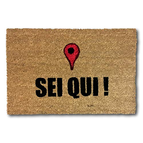koko doormats Felpudo Entrada para casa y Jardin, en Italiano Sei Qui !, felpudos Entrada casa Originales y Divertidos, 40x60x1.5 cm, Coco con Base Antideslizante de PVC koko doormats Felpudo Entrada para casa y Jardin, en Italiano Sei Qui !, felpudos Entrada casa Originales y Divertidos, 40x60x1.5 cm, Coco con Base Antideslizante de PVC